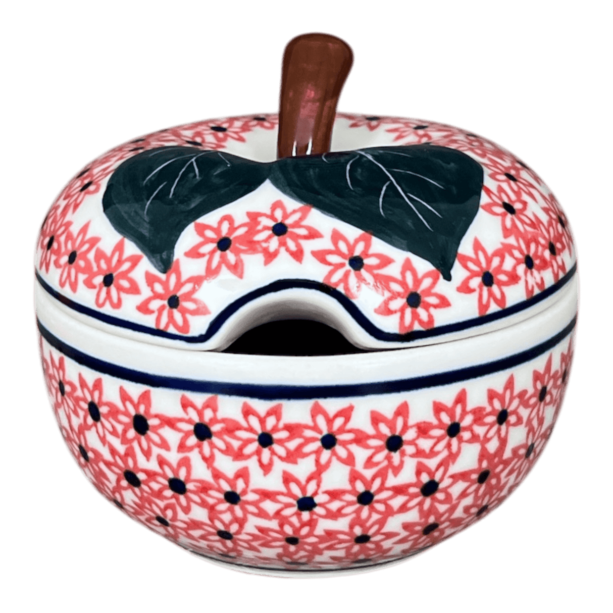 Bowl, Apple-Shaped, Sugar Bowl, 4.5". WR, WR (WR9C) in "Blazing Starflower" by W.R. Ceramika | WR9C-WR25