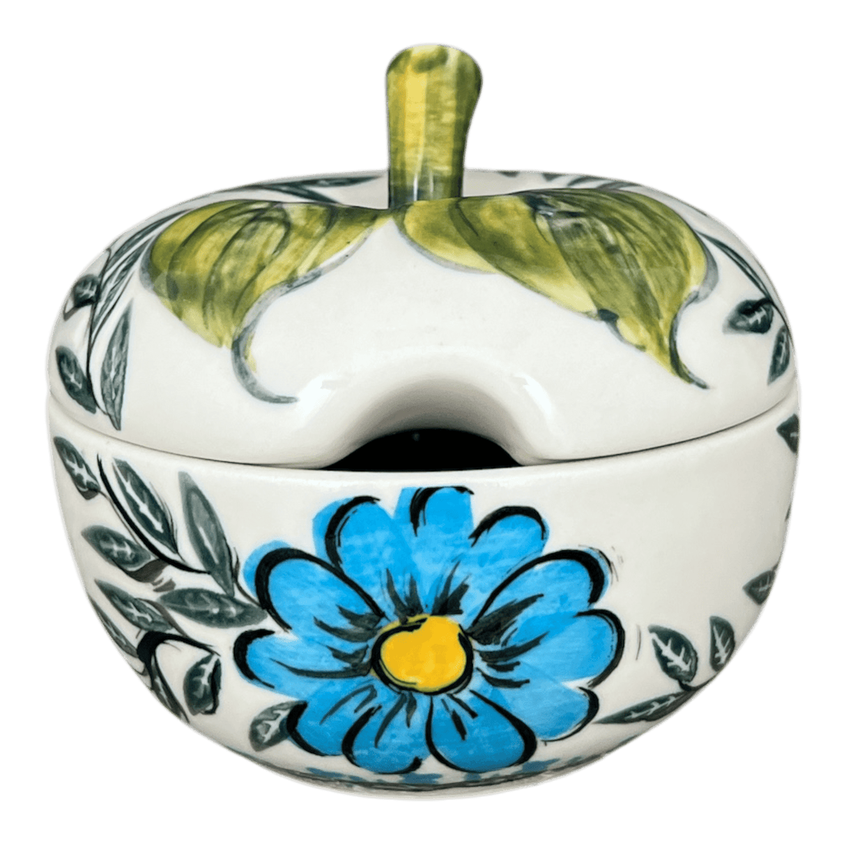 Bowl, Apple-Shaped, Sugar Bowl, 4.5". WR, WR (WR9C) in "Baby Blue Bling" by W.R. Ceramika | WR9C-WR32