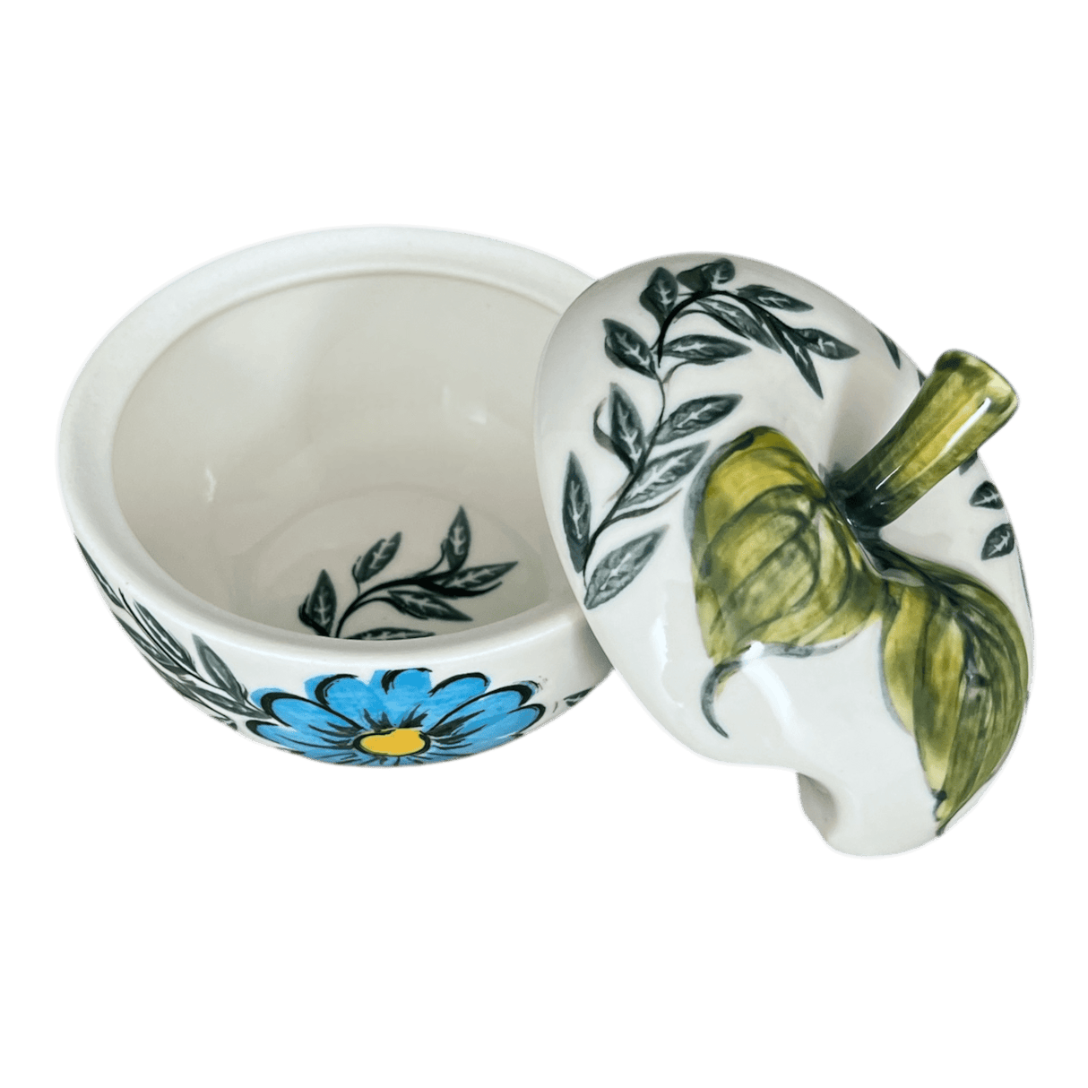 Bowl, Apple-Shaped, Sugar Bowl, 4.5". WR, WR (WR9C) in "Baby Blue Bling" by W.R. Ceramika | WR9C-WR32