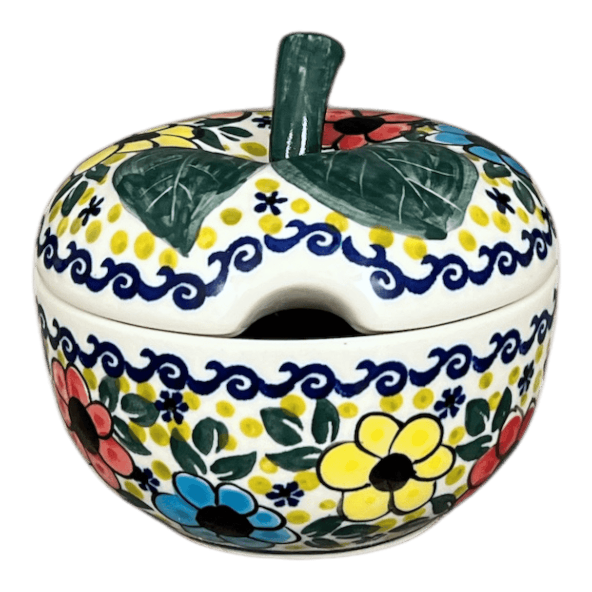 Bowl, Apple-Shaped, Sugar Bowl, 4.5". WR, WR (WR9C) in "Bold Rainbow" by W.R. Ceramika | WR9C-WR55