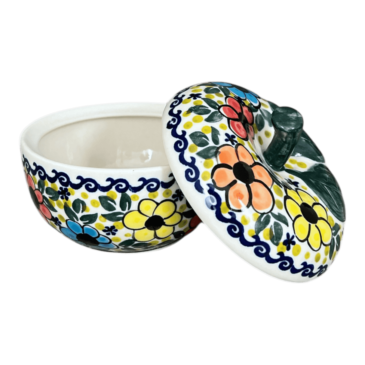 Bowl, Apple-Shaped, Sugar Bowl, 4.5". WR, WR (WR9C) in "Bold Rainbow" by W.R. Ceramika | WR9C-WR55