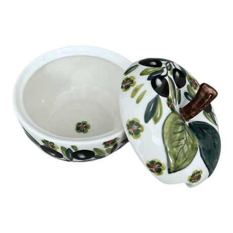 Bowl, Apple-Shaped, Sugar Bowl, 4.5". WR, WR (WR9C) in "Olive Grove" by W.R. Ceramika | WR9C-WR56