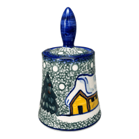 A picture of a Polish Pottery WR 5.5" Opus Sugar Bowl (Winter Cabin) | WR9D-AB1 as shown at PolishPotteryOutlet.com/products/5-5-opus-sugar-bowl-winter-cabin-wr9d-ab1