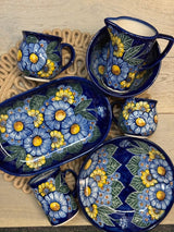 Plate, Roaster, Oval, 7" x 11", WR (WR13B) in "Cobalt Blossoms" by W.R. Ceramika | WR13B-AB5