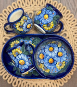 Mug, Belly Mug, 8 oz Small, WR (WR14N) in "Cobalt Blossoms" by W.R. Ceramika | WR14N-AB5