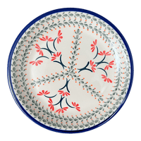 A picture of a Polish Pottery Zaklady 9.5" Plate (Scarlet Stitch) | Y1001-A1158A as shown at PolishPotteryOutlet.com/products/9-5-round-plate-scarlet-stitch-y1001-a1158a