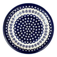 A picture of a Polish Pottery Zaklady 9.5" Plate (Petite Floral Peacock) | Y1001-A166A as shown at PolishPotteryOutlet.com/products/9-5-round-plate-floral-peacock-y1001-a166a