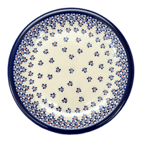 A picture of a Polish Pottery Zaklady 9.5" Plate (Falling Blue Daisies) | Y1001-A882A as shown at PolishPotteryOutlet.com/products/9-5-round-plate-falling-blue-daisies-y1001-a882a