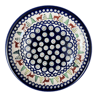 A picture of a Polish Pottery Zaklady 9.5" Plate (Evergreen Moose) | Y1001-A992A as shown at PolishPotteryOutlet.com/products/9-5-round-plate-evergreen-moose-y1001-a992a