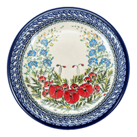 A picture of a Polish Pottery Zaklady 9.5" Plate (Floral Crescent) | Y1001-ART237 as shown at PolishPotteryOutlet.com/products/zaklady-9-5-plate-fields-of-flowers-y1001-art237
