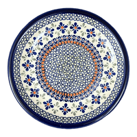A picture of a Polish Pottery Zaklady 9.5" Plate (Emerald Mosaic) | Y1001-DU60 as shown at PolishPotteryOutlet.com/products/9-5-round-plate-emerald-mosaic-y1001-du60