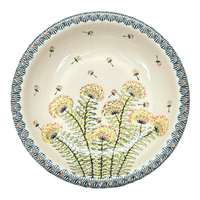 A picture of a Polish Pottery Zaklady Pasta Bowl (Dandelions) | Y1002A-DU201 as shown at PolishPotteryOutlet.com/products/9-pasta-bowl-make-a-wish-y1002a-du201