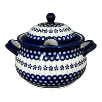 A picture of a Polish Pottery Zaklady 3 Liter Soup Tureen (Petite Floral Peacock) | Y1004-A166A as shown at PolishPotteryOutlet.com/products/3-liter-soup-tureen-floral-peacock-y1004-a166a
