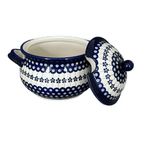 A picture of a Polish Pottery Zaklady 3 Liter Soup Tureen (Petite Floral Peacock) | Y1004-A166A as shown at PolishPotteryOutlet.com/products/3-liter-soup-tureen-floral-peacock-y1004-a166a