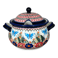 A picture of a Polish Pottery Zaklady 3 Liter Soup Tureen (Butterfly Bouquet) | Y1004-ART149 as shown at PolishPotteryOutlet.com/products/3-liter-soup-tureen-butterfly-bouquet-y1004-art149