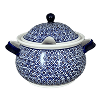 A picture of a Polish Pottery Zaklady 3 Liter Soup Tureen (Ditsy Daisies) | Y1004-D120 as shown at PolishPotteryOutlet.com/products/3-liter-soup-tureen-ditsy-daisies-y1004-d120
