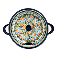 A picture of a Polish Pottery Zaklady 3 Liter Soup Tureen (Floral Swallows) | Y1004-DU182 as shown at PolishPotteryOutlet.com/products/3-liter-soup-tureen-floral-swallows-y1004-du182