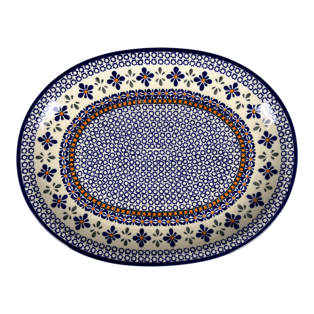 Platter, Oval, 13.5" x 10.5",  Zaklady (Y1007) in "Blue Mosaic Flower" by Zaklady | Y1007-A221A