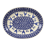 Platter, Oval, 13.5" x 10.5",  Zaklady (Y1007) in "Rooster Blues" by Zaklady | Y1007-D1149