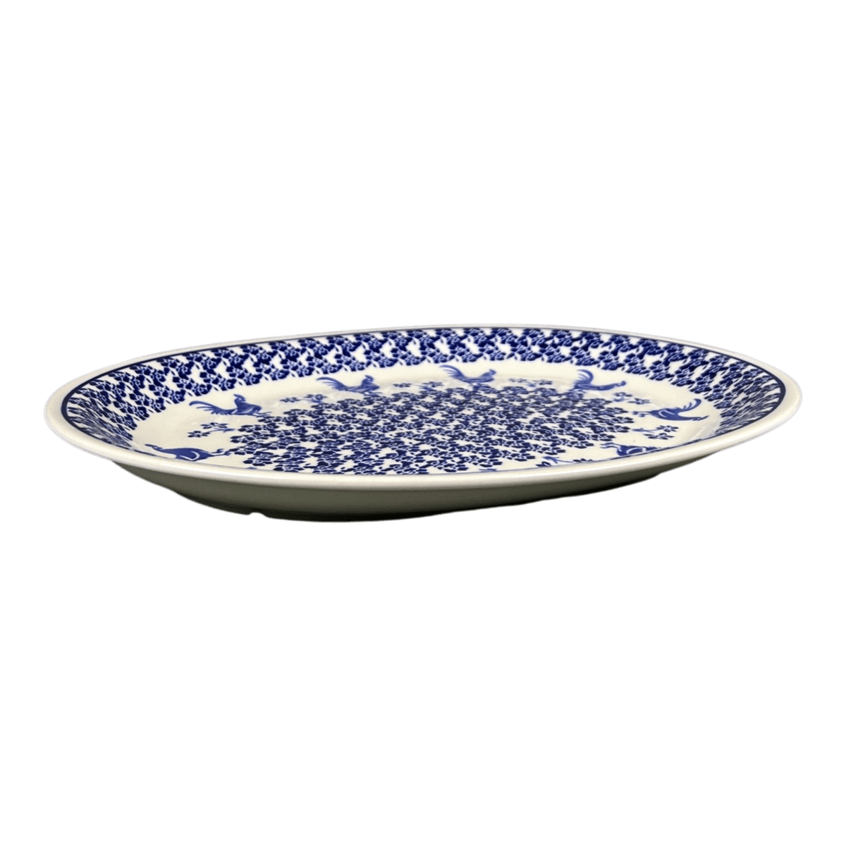Platter, Oval, 13.5" x 10.5",  Zaklady (Y1007) in "Rooster Blues" by Zaklady | Y1007-D1149
