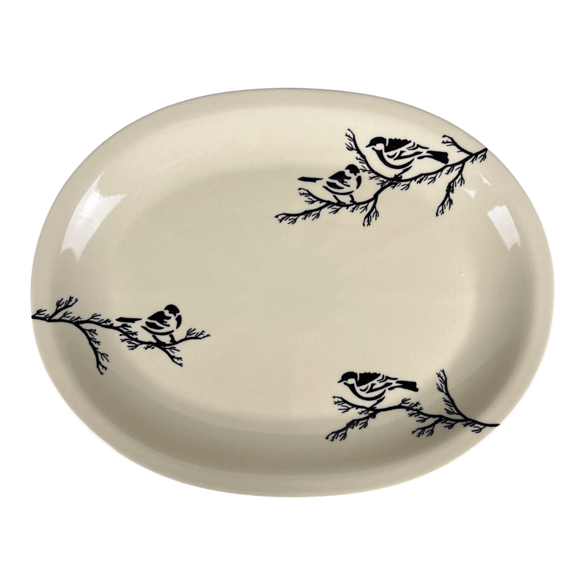 Platter, Oval, 13.5" x 10.5",  Zaklady (Y1007) in "Birds on a Branch" by Zaklady | Y1007-D1213
