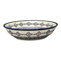 A picture of a Polish Pottery Zaklady 10" Shallow Serving Bowl (Mesa Verde Midnight) | Y1013A-A1159A as shown at PolishPotteryOutlet.com/products/10-shallow-serving-bowl-mesa-verde-midnight-y1013a-a1159a