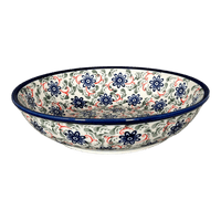 A picture of a Polish Pottery Zaklady 10" Shallow Serving Bowl (Swirling Flowers) | Y1013A-A1197A as shown at PolishPotteryOutlet.com/products/shallow-10-serving-bowl-swirling-flowers-y1013a-a1197a