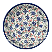 A picture of a Polish Pottery Zaklady 10" Shallow Serving Bowl (Swirling Flowers) | Y1013A-A1197A as shown at PolishPotteryOutlet.com/products/shallow-10-serving-bowl-swirling-flowers-y1013a-a1197a