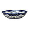 Polish Pottery Zaklady 10" Shallow Serving Bowl (Petite Floral Peacock) | Y1013A-A166A at PolishPotteryOutlet.com