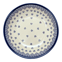 A picture of a Polish Pottery Zaklady 10" Shallow Serving Bowl (Falling Blue Daisies) | Y1013A-A882A as shown at PolishPotteryOutlet.com/products/10-shallow-serving-bowl-falling-blue-daisies-y1013a-a882a