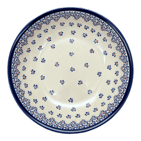 Polish Pottery Zaklady 10" Shallow Serving Bowl (Falling Blue Daisies) | Y1013A-A882A Additional Image at PolishPotteryOutlet.com