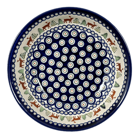 Polish Pottery Zaklady 10" Shallow Serving Bowl (Evergreen Moose) | Y1013A-A992A Additional Image at PolishPotteryOutlet.com