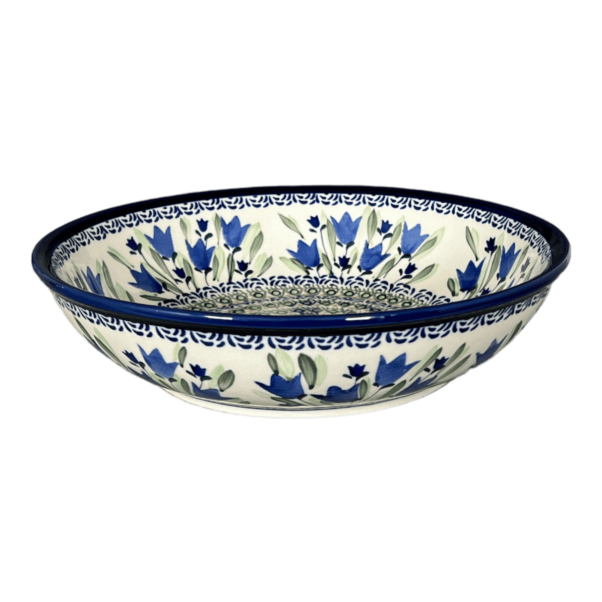 Bowl, Round, Shallow, 10" in "Blue Tulips" by Zaklady | Y1013A-ART160