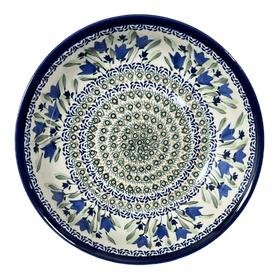 Polish Pottery Zaklady 10" Shallow Serving Bowl (Blue Tulips) | Y1013A-ART160 Additional Image at PolishPotteryOutlet.com