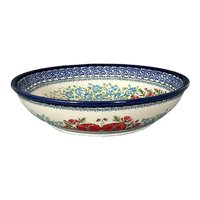 A picture of a Polish Pottery Zaklady 10" Shallow Serving Bowl (Floral Crescent) | Y1013A-ART237 as shown at PolishPotteryOutlet.com/products/shallow-10-serving-bowl-fields-of-flowers-y1013a-art237