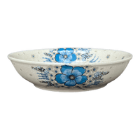 A picture of a Polish Pottery Zaklady 10" Shallow Serving Bowl (Something Blue) | Y1013A-ART374 as shown at PolishPotteryOutlet.com/products/10-shallow-serving-bowl-something-blue-y1013a-art374