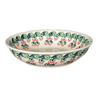 A picture of a Polish Pottery Zaklady 10" Shallow Serving Bowl (Raspberry Delight) | Y1013A-D1170 as shown at PolishPotteryOutlet.com/products/10-shallow-serving-bowl-raspberry-delight-y1013a-d1170