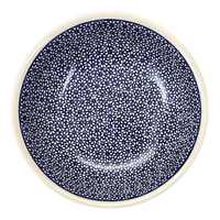 A picture of a Polish Pottery Zaklady 10" Shallow Serving Bowl (Ditsy Daisies) | Y1013A-D120 as shown at PolishPotteryOutlet.com/products/shallow-10-serving-bowl-daisy-dot-y1013a-d120