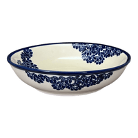 A picture of a Polish Pottery Zaklady 10" Shallow Serving Bowl (Blue Floral Vines) | Y1013A-D1210A as shown at PolishPotteryOutlet.com/products/shallow-10-serving-bowl-blue-floral-vines-y1013a-d1210a