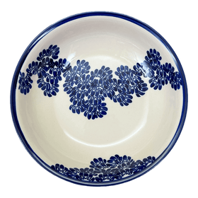 Polish Pottery Zaklady 10" Shallow Serving Bowl (Blue Floral Vines) | Y1013A-D1210A Additional Image at PolishPotteryOutlet.com