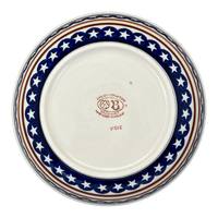 A picture of a Polish Pottery Zaklady 10" Shallow Serving Bowl (Stars & Stripes) | Y1013A-D81 as shown at PolishPotteryOutlet.com/products/shallow-10-serving-bowl-stars-stripes-y1013a-d81