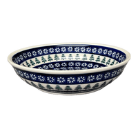 A picture of a Polish Pottery Zaklady 10" Shallow Serving Bowl (Floral Pine) | Y1013A-D914 as shown at PolishPotteryOutlet.com/products/shallow-10-serving-bowl-floral-pine-y1013a-d914