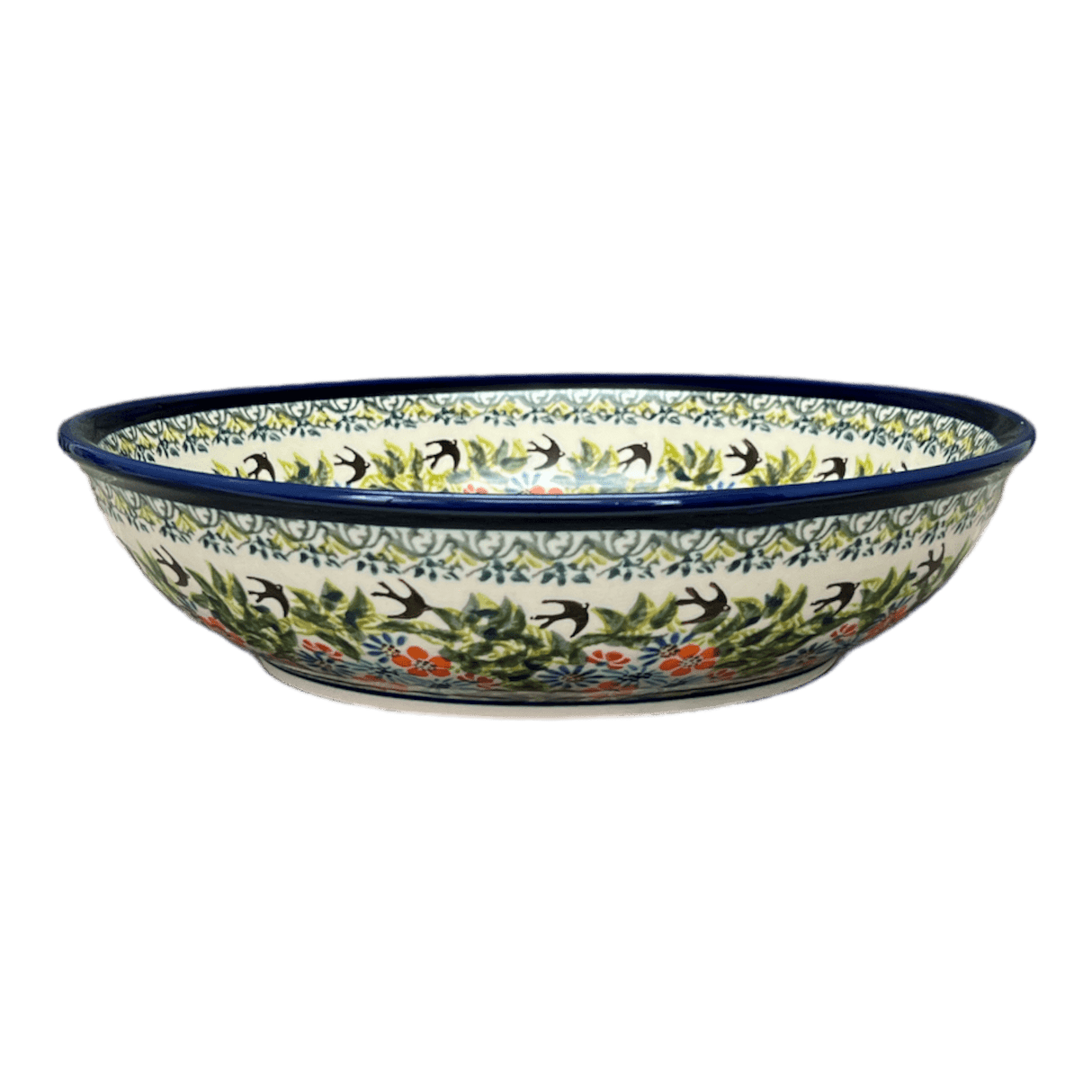 Bowl, Round, Shallow, 10" in "Floral Swallows" by Zaklady | Y1013A-DU182