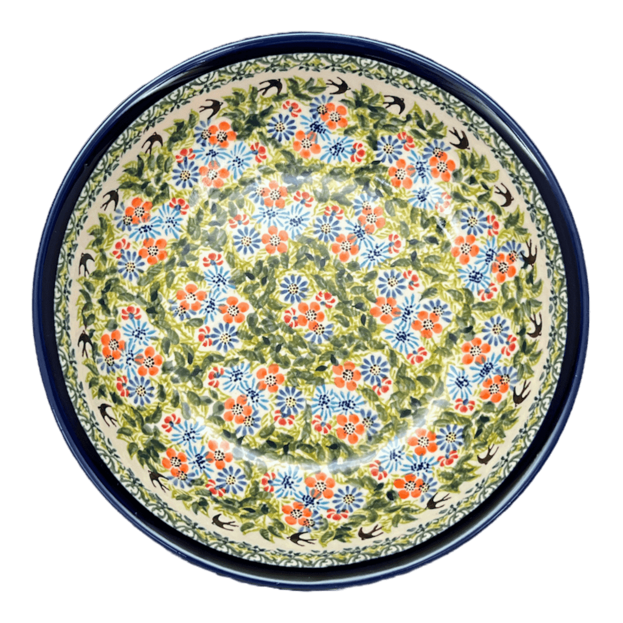 Bowl, Round, Shallow, 10" in "Floral Swallows" by Zaklady | Y1013A-DU182