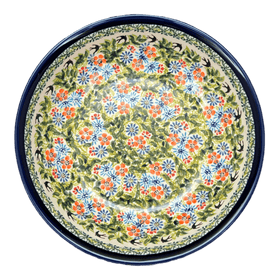 Polish Pottery Zaklady 10" Shallow Serving Bowl (Floral Swallows) | Y1013A-DU182 Additional Image at PolishPotteryOutlet.com