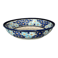 A picture of a Polish Pottery Zaklady 10" Shallow Serving Bowl (Garden Party Blues) | Y1013A-DU50 as shown at PolishPotteryOutlet.com/products/shallow-10-serving-bowl-garden-party-blues-y1013a-du50