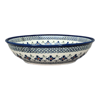 A picture of a Polish Pottery Zaklady 10" Shallow Serving Bowl (Emerald Mosaic) | Y1013A-DU60 as shown at PolishPotteryOutlet.com/products/10-shallow-serving-bowl-emerald-mosaic-y1013a-du60