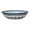Polish Pottery Zaklady 10" Shallow Serving Bowl (Emerald Mosaic) | Y1013A-DU60 at PolishPotteryOutlet.com