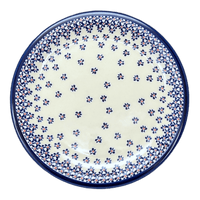A picture of a Polish Pottery Zaklady Dinner Plate 10.75" (Falling Blue Daisies) | Y1014-A882A as shown at PolishPotteryOutlet.com/products/round-dinner-plate-10-75-falling-blue-daisies-y1014-a882a