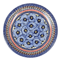 A picture of a Polish Pottery Zaklady Dinner Plate 10.75" (Bloomin' Sky) | Y1014-ART148 as shown at PolishPotteryOutlet.com/products/zaklady-dinner-plate-10-75-blue-bouquet-in-mosaic-y1014-art148